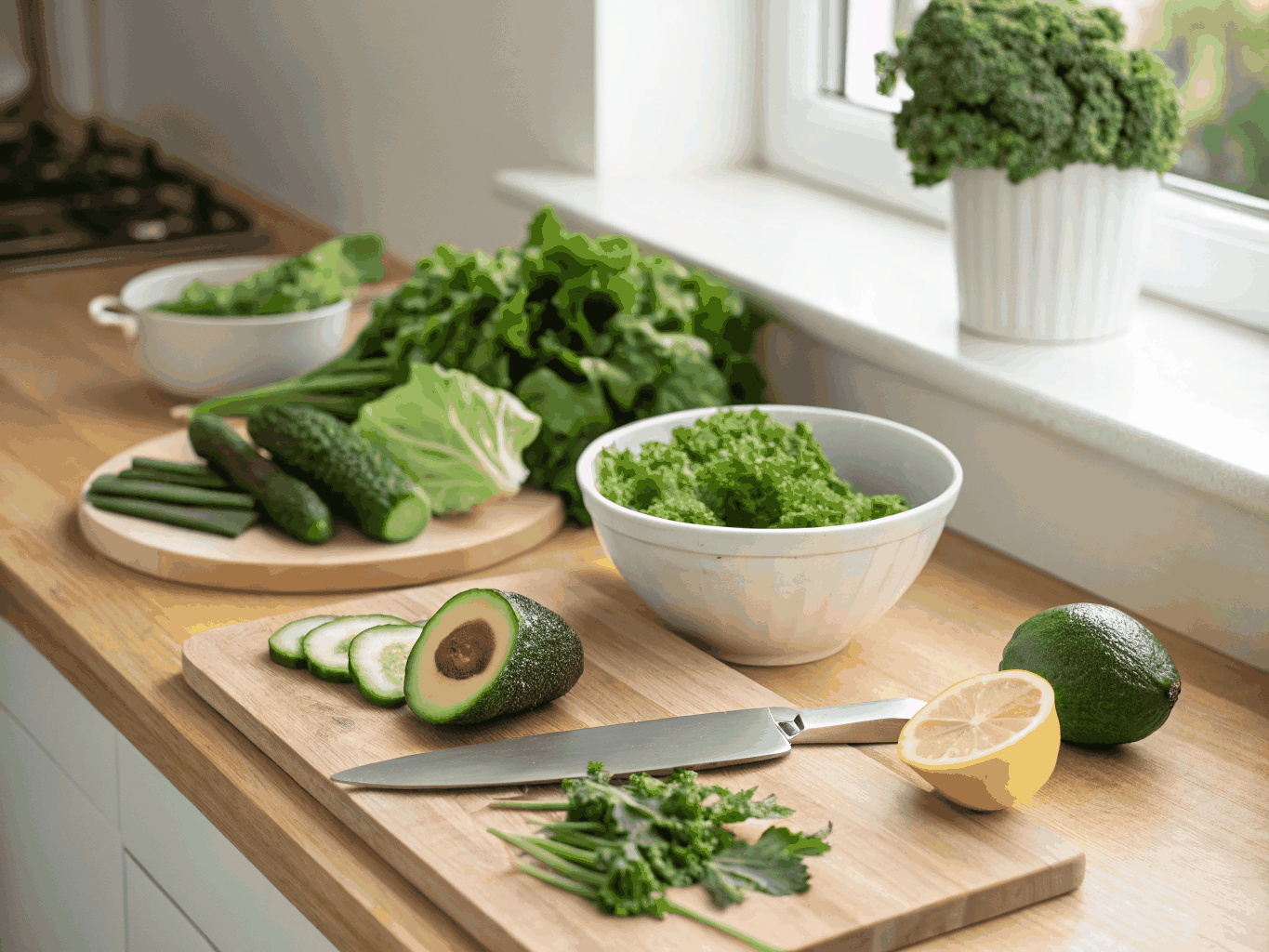 Fresh greens and ginger for anti-inflammatory diet