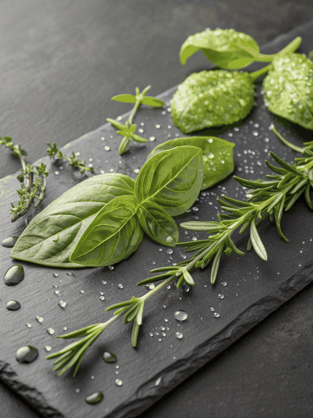 Fresh organic herbs and greens